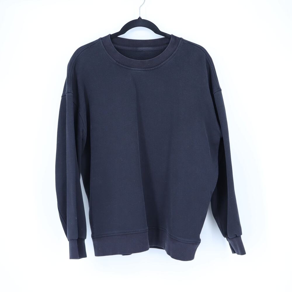 Lululemon Oversized Perfectly Crew Sweatshirt Black Cotton Terry Women's 6